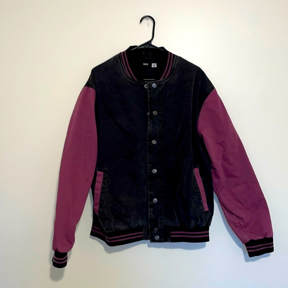 Unbranded Women's Black & Plum Varsity Jacket